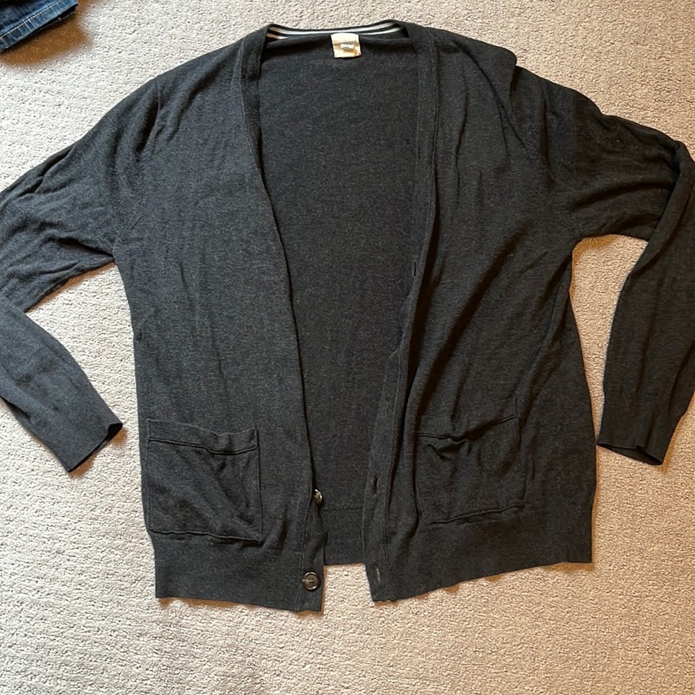 gray-black mens M lands end cardigan